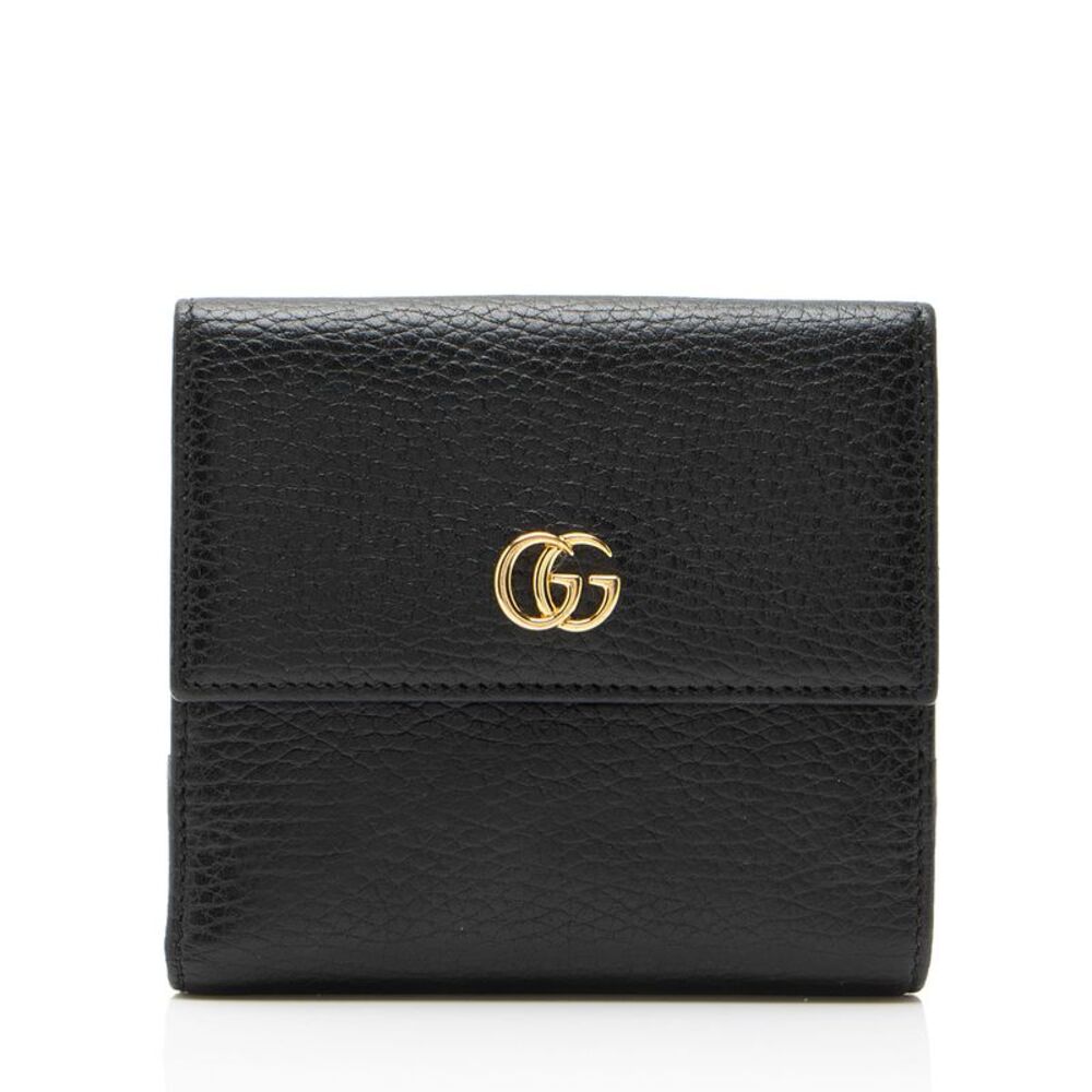 Gucci Pebbled Leather GG Marmont French Wallet